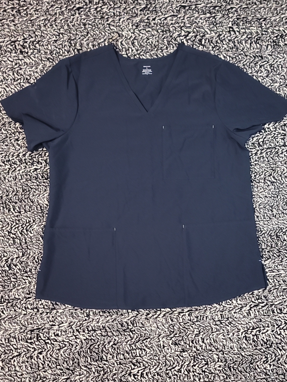Navy V-Neck Scrub Top with Pocket